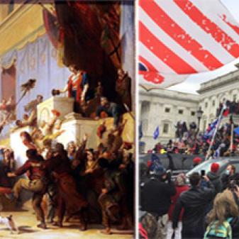 Sturm auf das Parlament: ein Gemälde und eine Fotografie