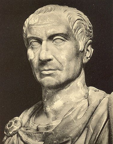 Bust of Julius Caesar. Photo from: Alfred von Domaszewski, Geschichte der Romischen Kaiser, Leipzig 1914, unknown photographer. Source: [https://commons.wikimedia.org/wiki/File:Caesar.jpg#/media/File:Caesar.jpg Wikimedia Commons], Public Domain